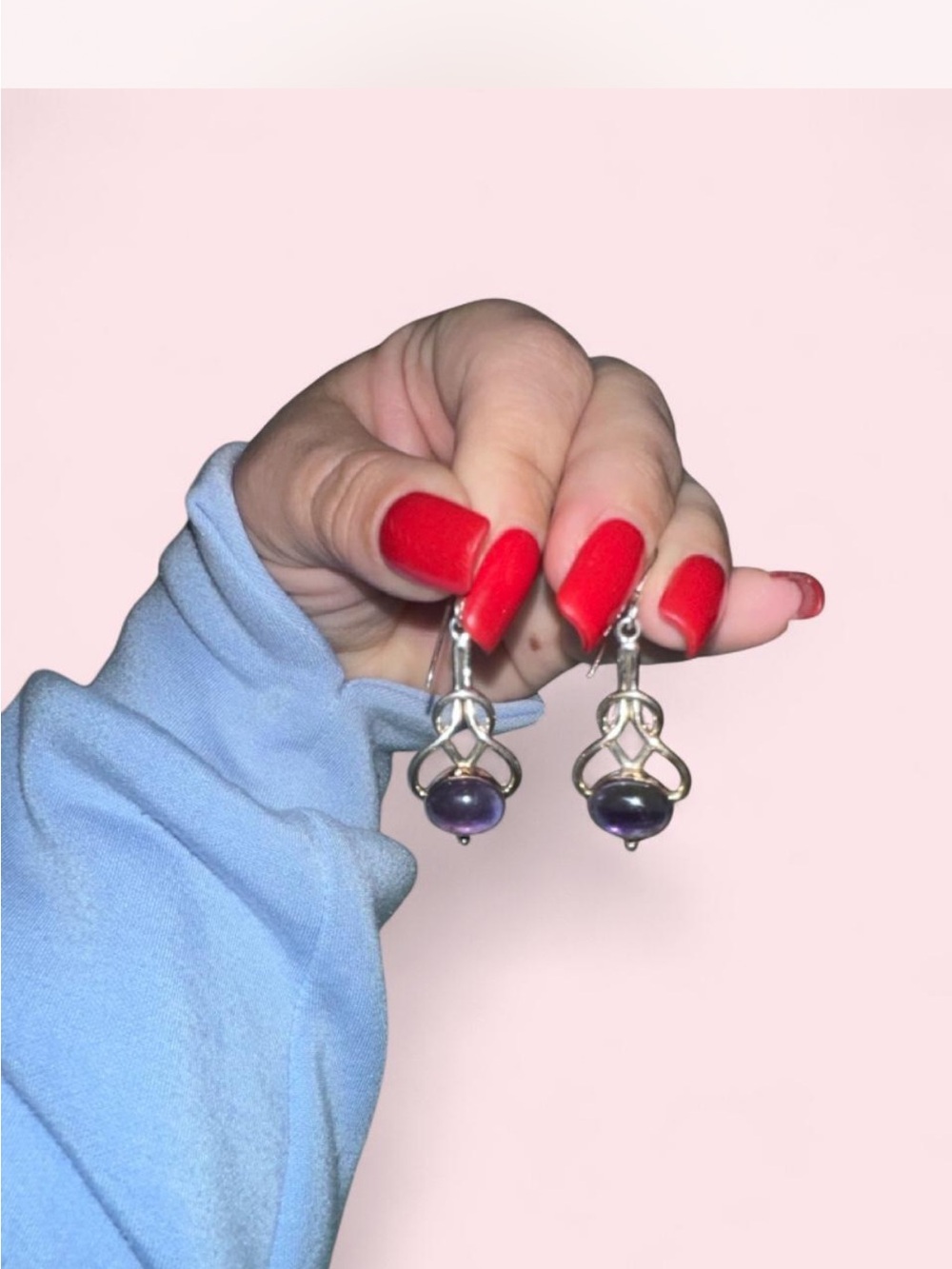 Sterling Silver Purple Pearl Drop Earrings - Elegant Women Jewelry